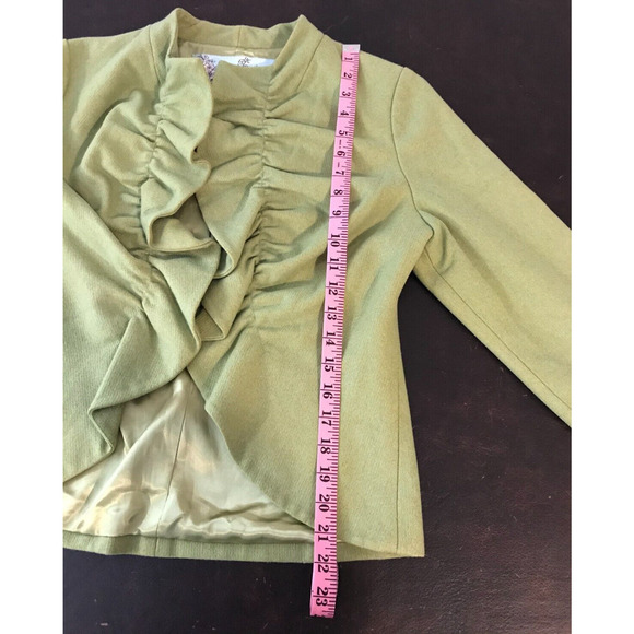 Anthropologie Tabitha Green 3/4 Sleeve Ruffled Wool Blend Blazer - Size 10 - Picture 10 of 10
